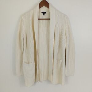 Talbots Open Front Ivory Cardigan Size Medium Petite